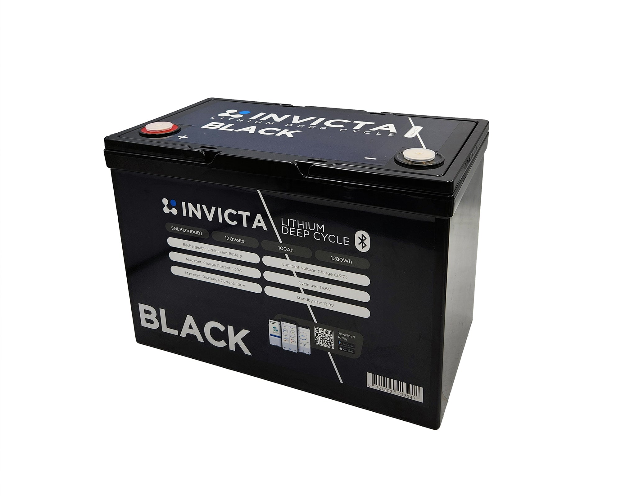 Invicta Black 12V100Ah Battery with Bluetooth