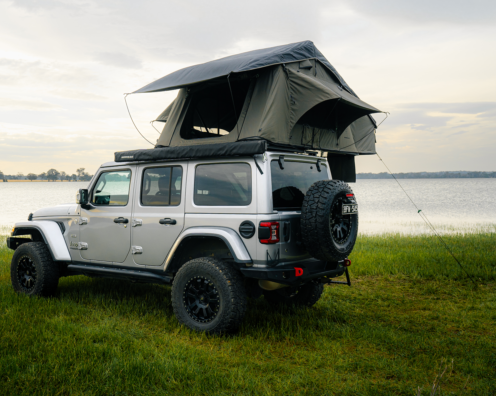 Cross_1200_Soft_Shell_Rooftop_Tent_-_Rear_Left_Three_Quarter_View_Open_-_IRONMAN_4X4