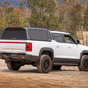 ironman 4x4 raid aluminium ute canopy in black - tradie pack with aluminium panels for byd shark 6